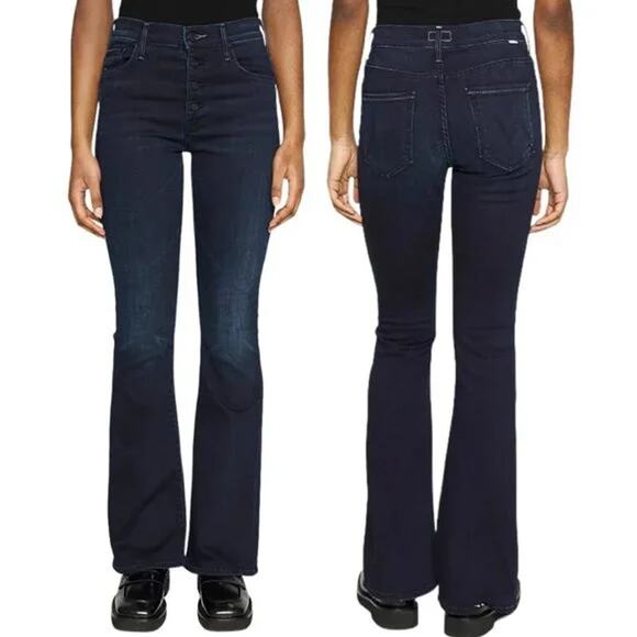 Mother The Pixie Weekender Night Tripper Flare Dark Wash Denim Jeans Size 26 - Picture 1 of 16